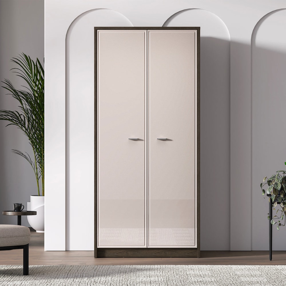 2-türiger Kleiderschrank MDF Kaschmir und Dunkles Holz - Maisons