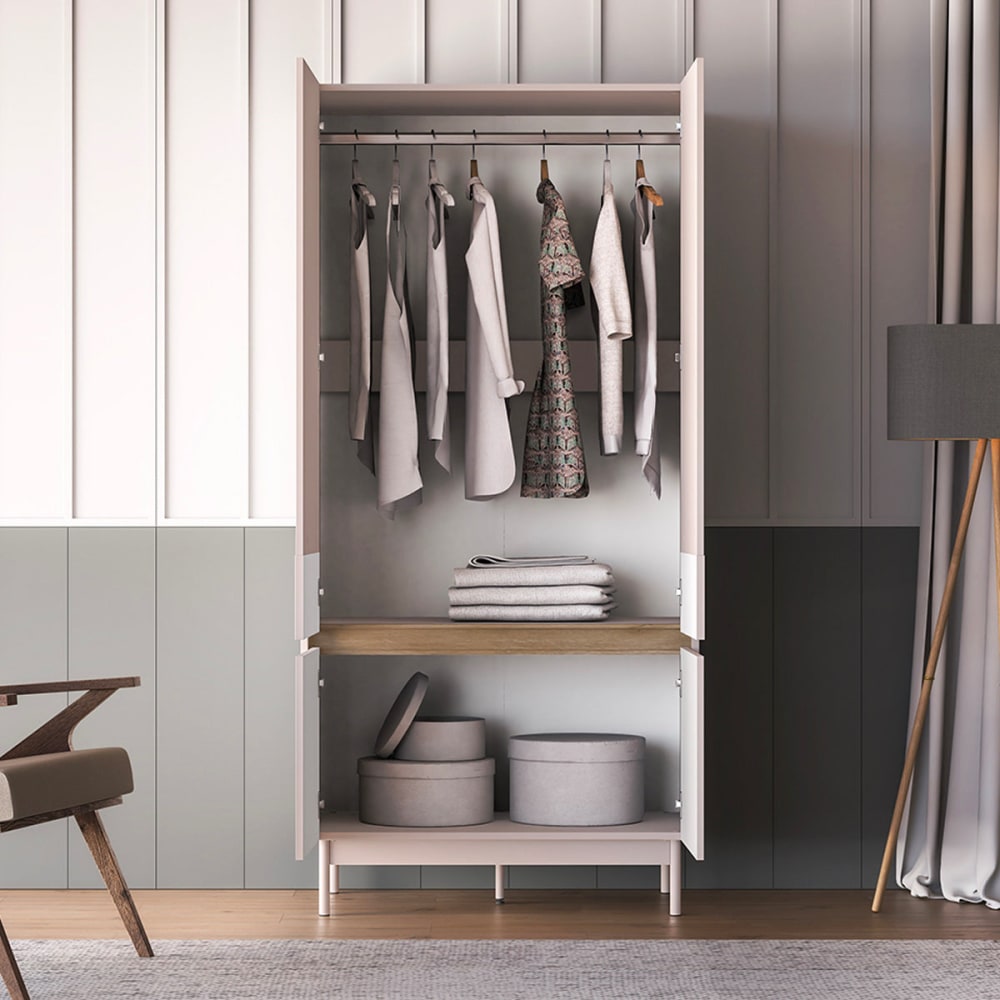 Kleiderschrank 4-türig MDF Kaschmir und Holz - Maisons Du Monde