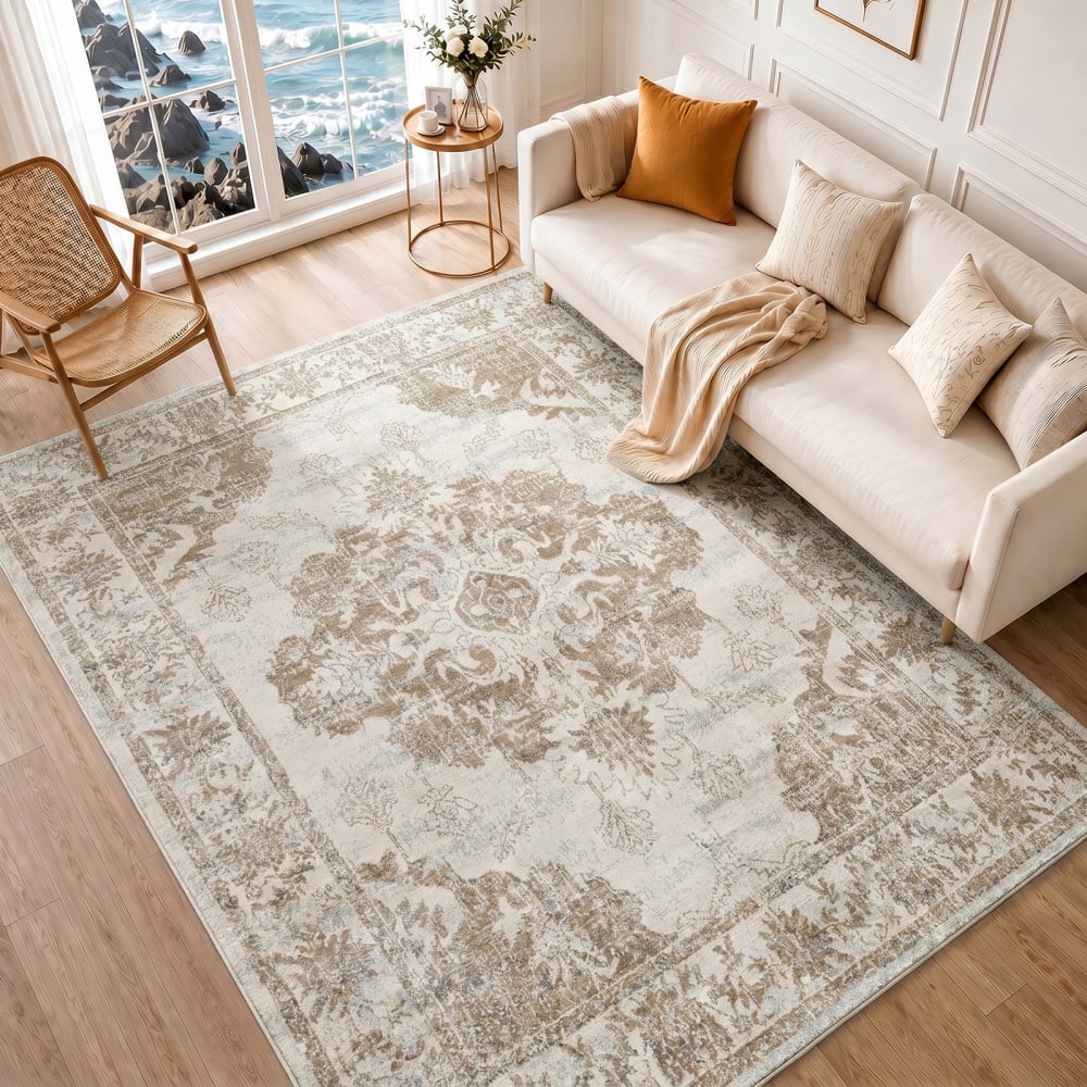 Tapis vintage oriental beige/gris 160x215 — vue 3