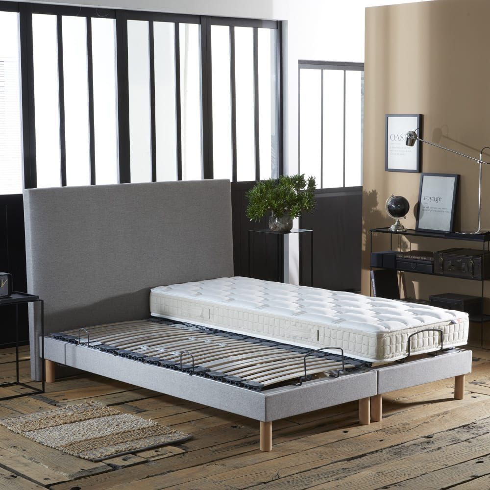 Lit électrique de relaxation matelas 100% latex gris 2x70x190