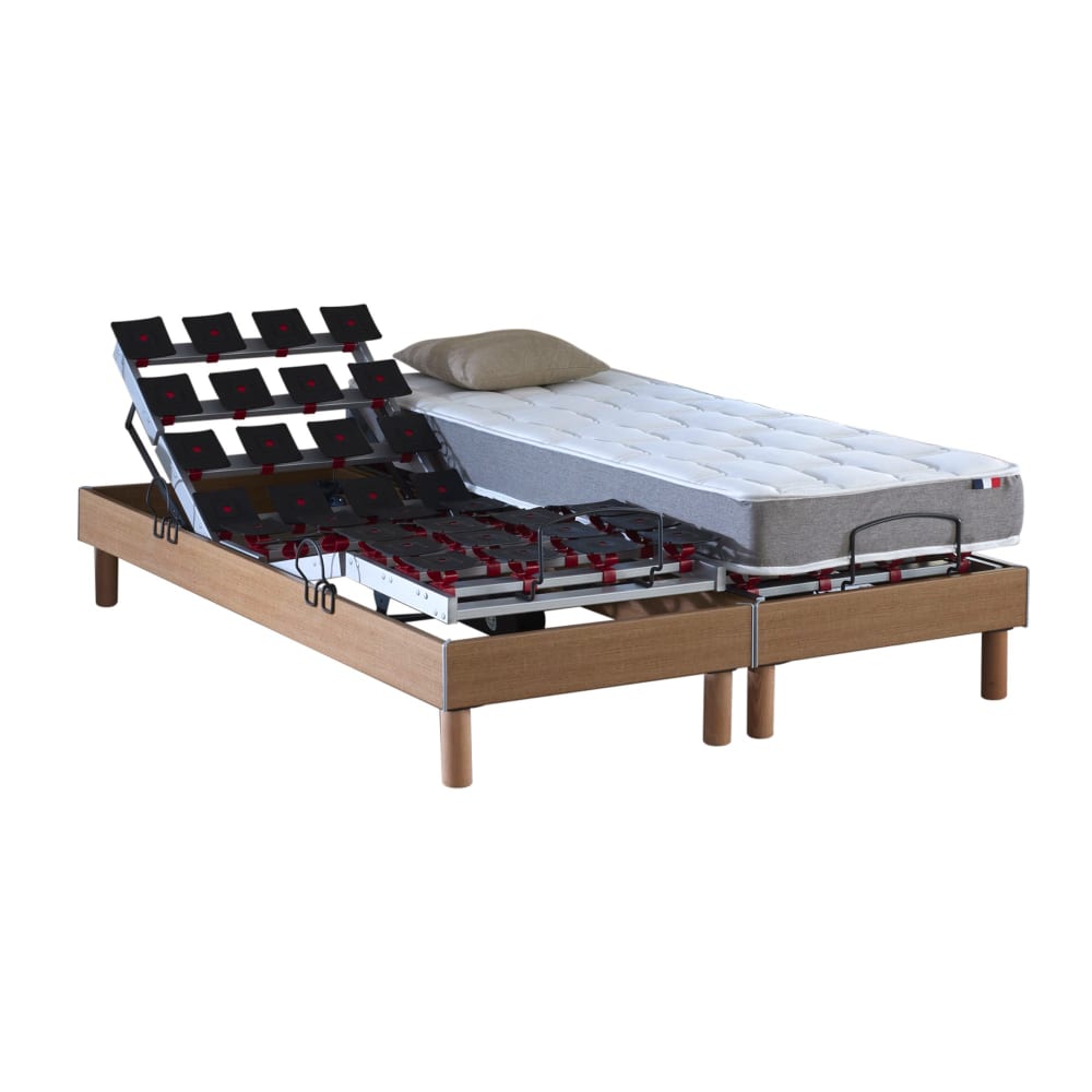 Sommier électrique à plots et matelas mousse hr35 2x90x200