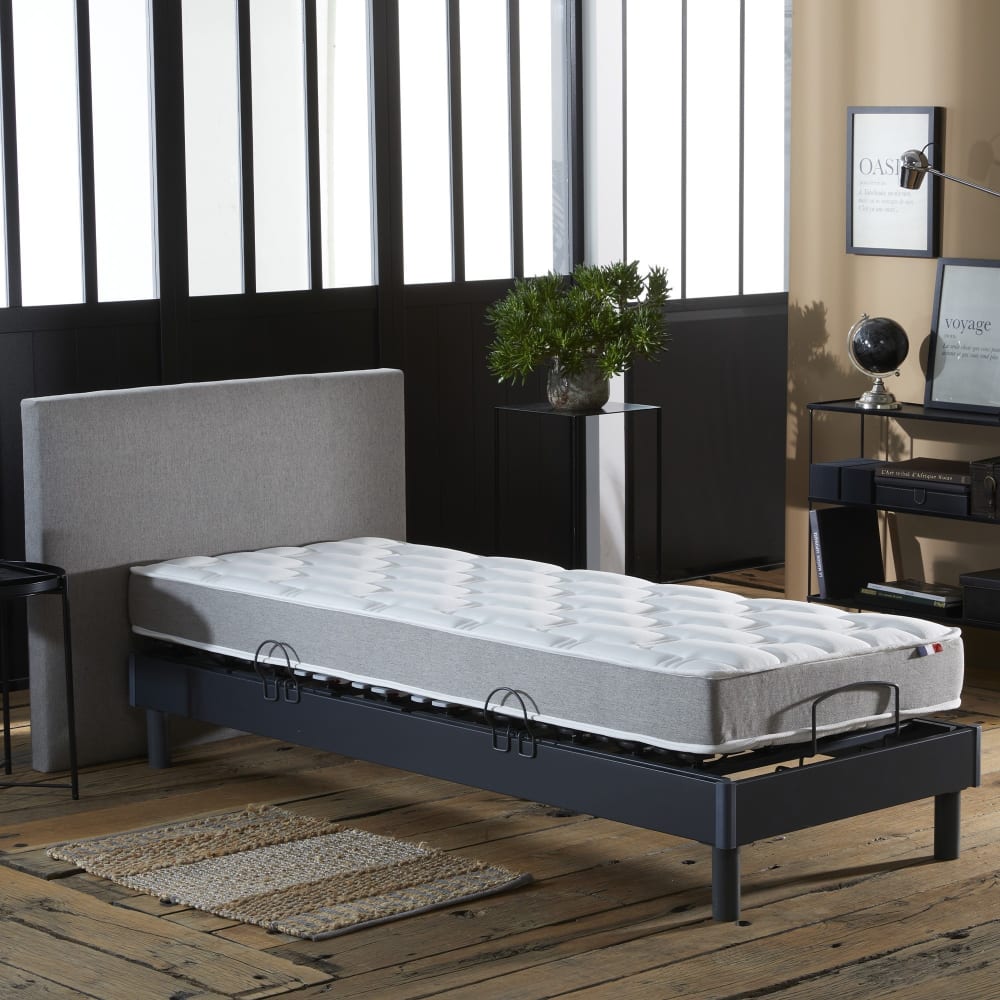 Lit électrique à plots + matelas mousse mémoire de forme 90x190