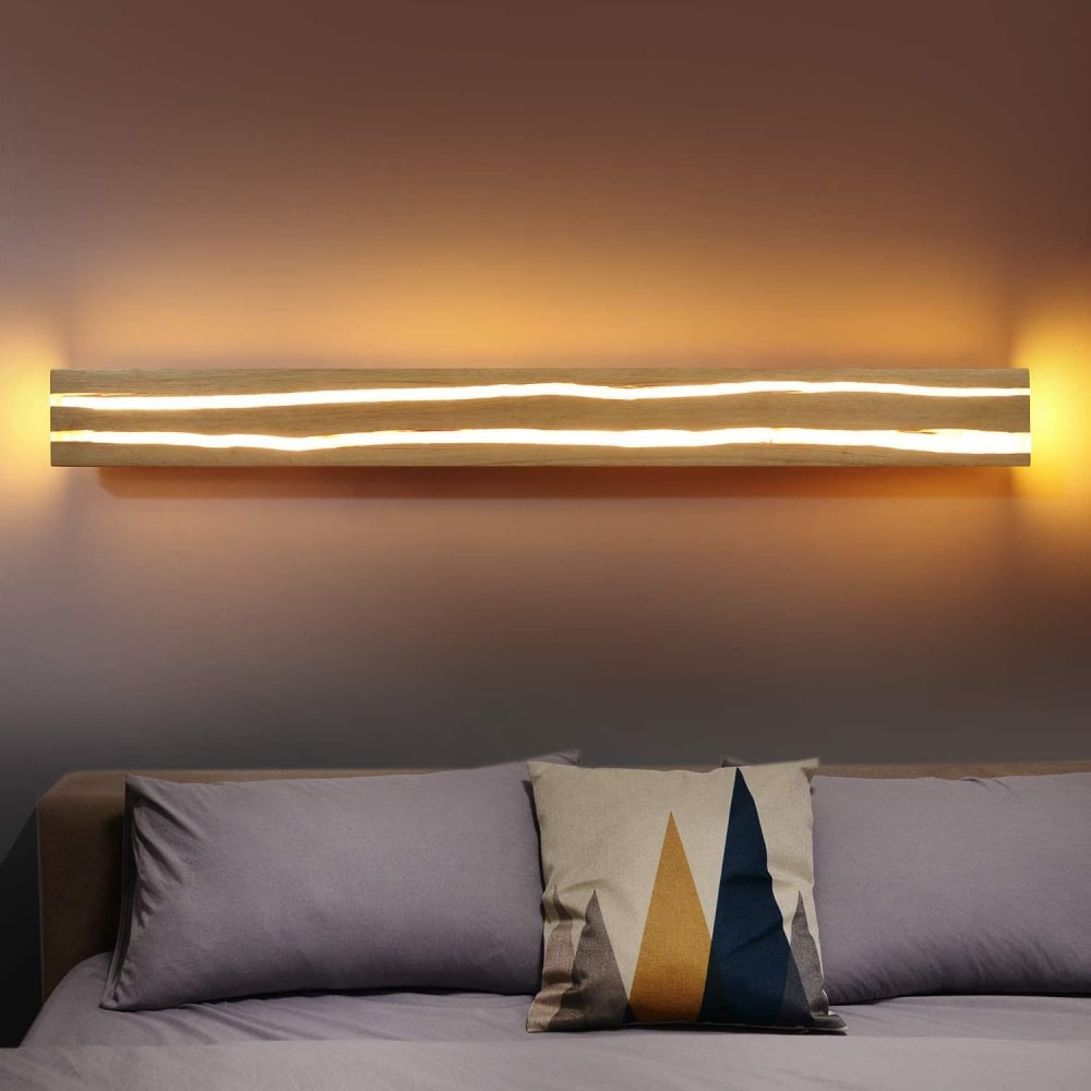 Berry - applique murale led en bois, marron, l 100 cm — vue 3