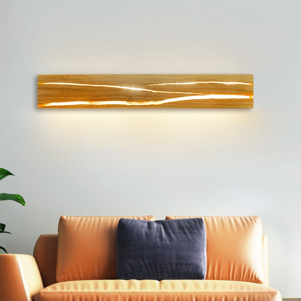 Barbara - applique murale led en bois, marron, l 50 cm — vue 3