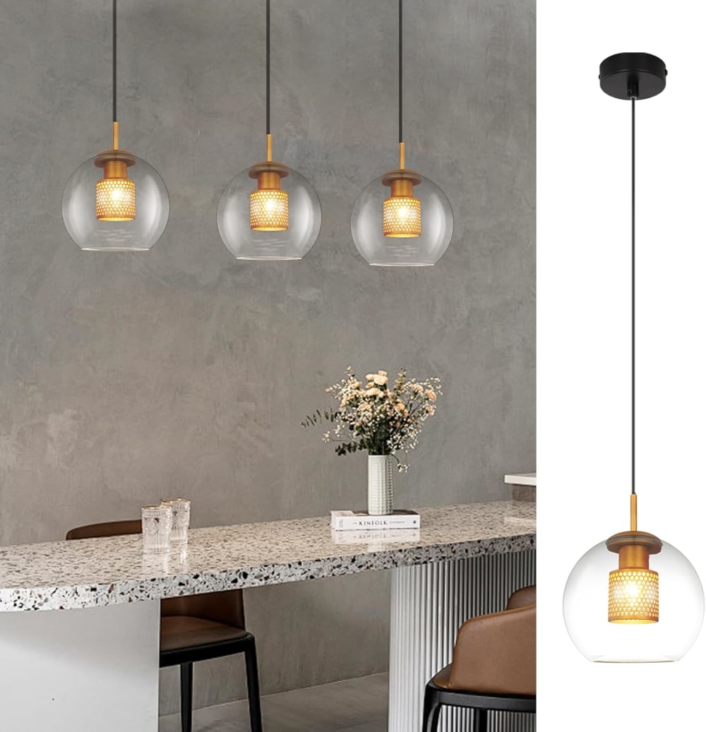 Emmerich - suspension en métal, transparent, l 20 cm, e27 — vue 3