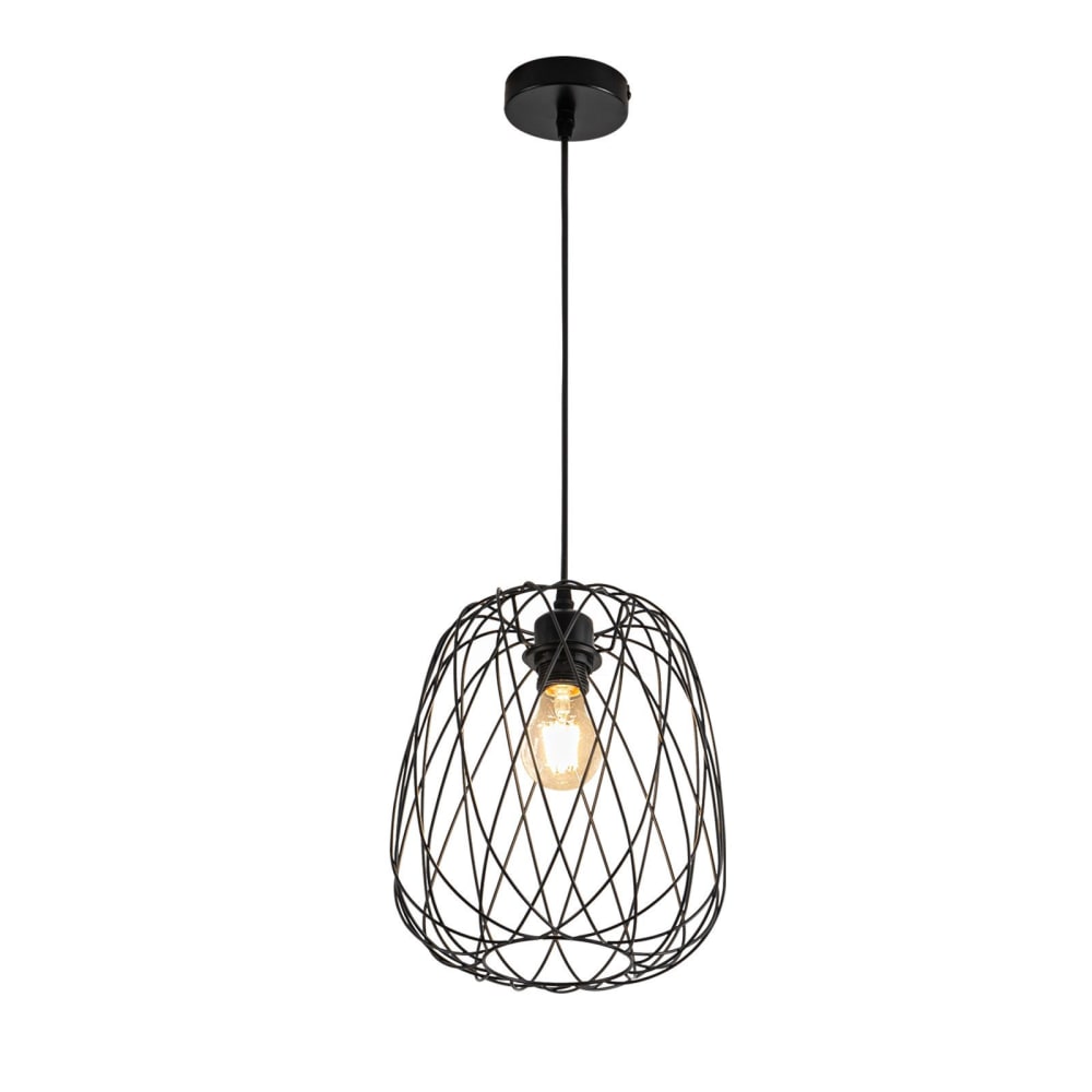 Nettlife Kaiserslautern - Pendelleuchte aus Metall, Schwarz, 25 cm, E27 style modern Schwarz Metall