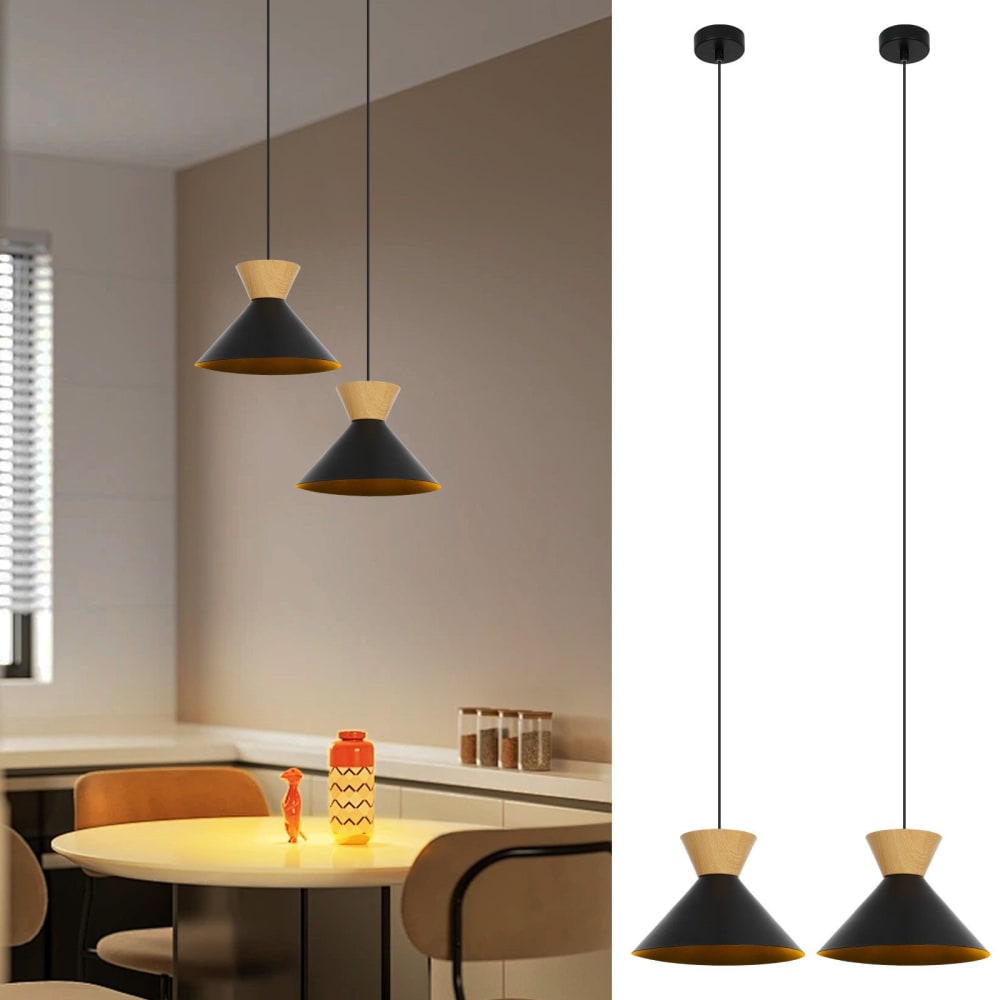 Louisa - Pendelleuchte aus Metall, Schwarz, 142 cm, E27, max. 40
