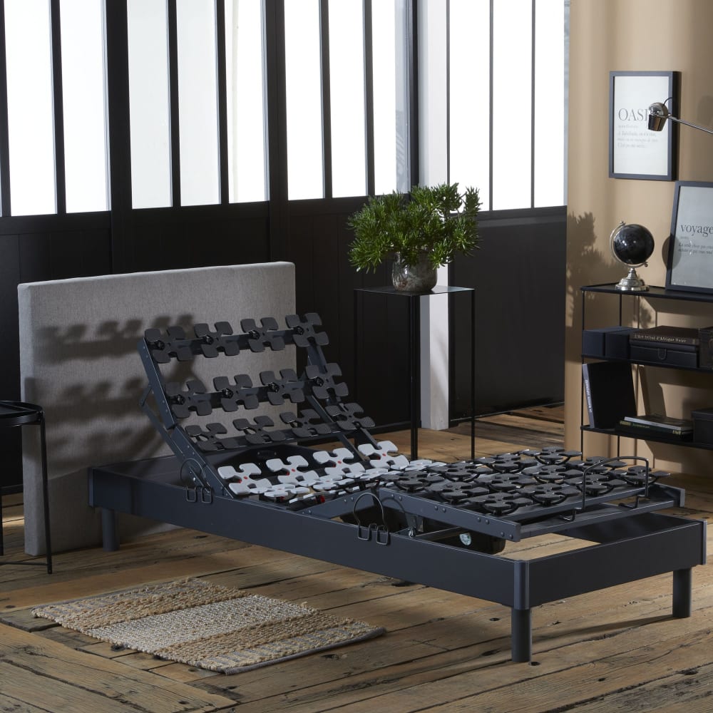 Sommier électrique à plots gris anthracite made in france 90 x 190