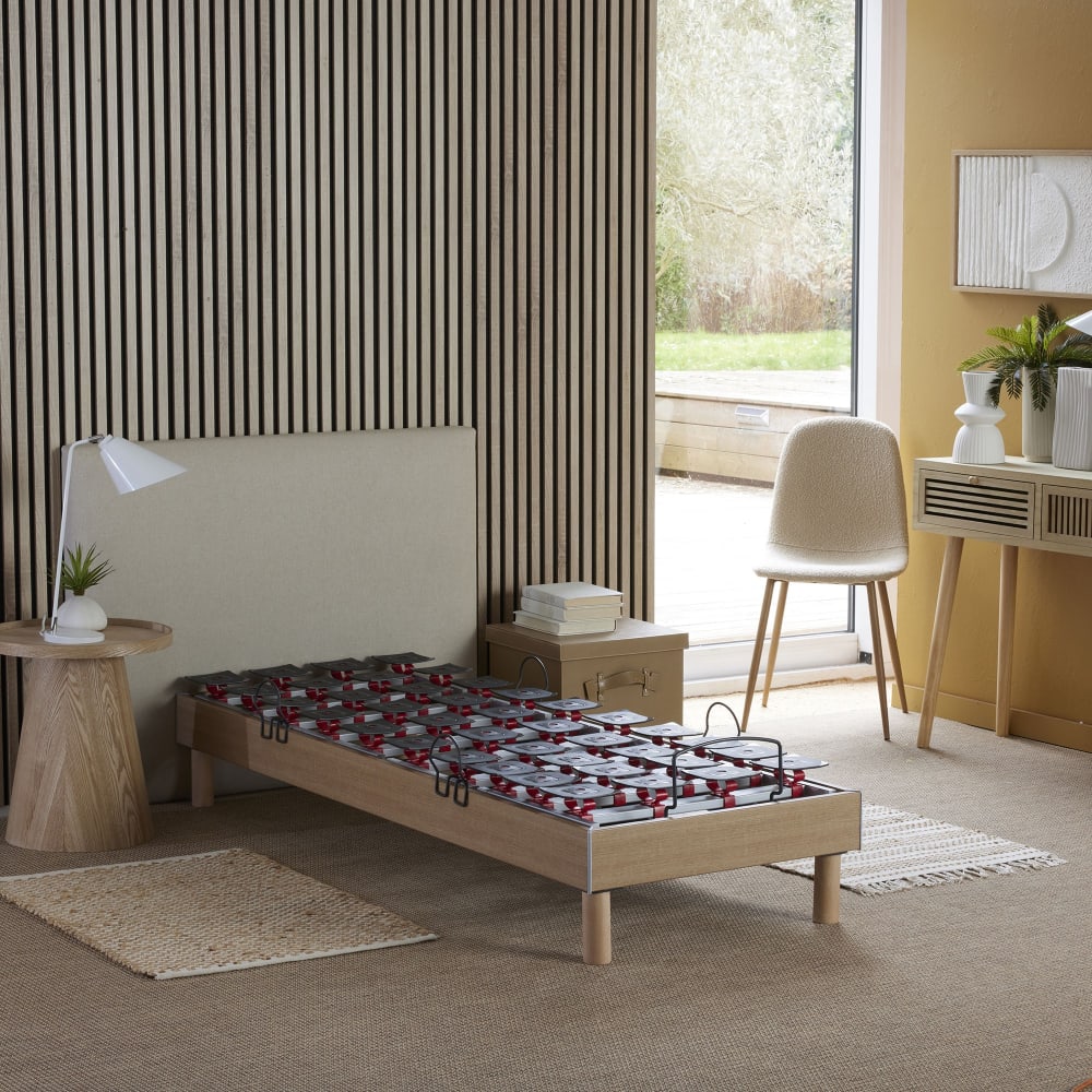 Sommier électrique à plots réglables chêne clair made in france 90x200