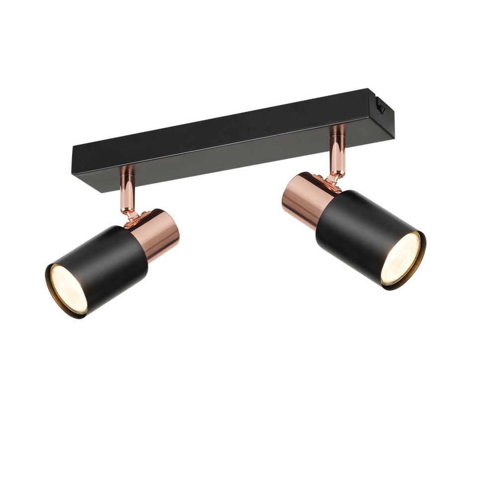 Nettlife Hoskins - Deckenstrahler aus Metall, Schwarz, L 28 cm, GU10, max. 25 W style modern Schwarz Metall