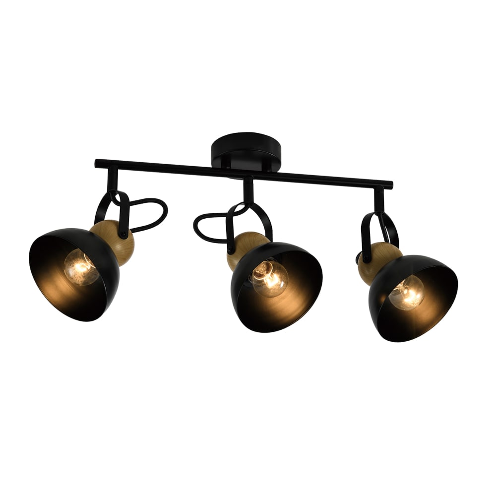 Nettlife Marwick - Deckenstrahler aus Metall, Schwarz, L 46 cm, E27, max. 25 W style modern Schwarz Metall