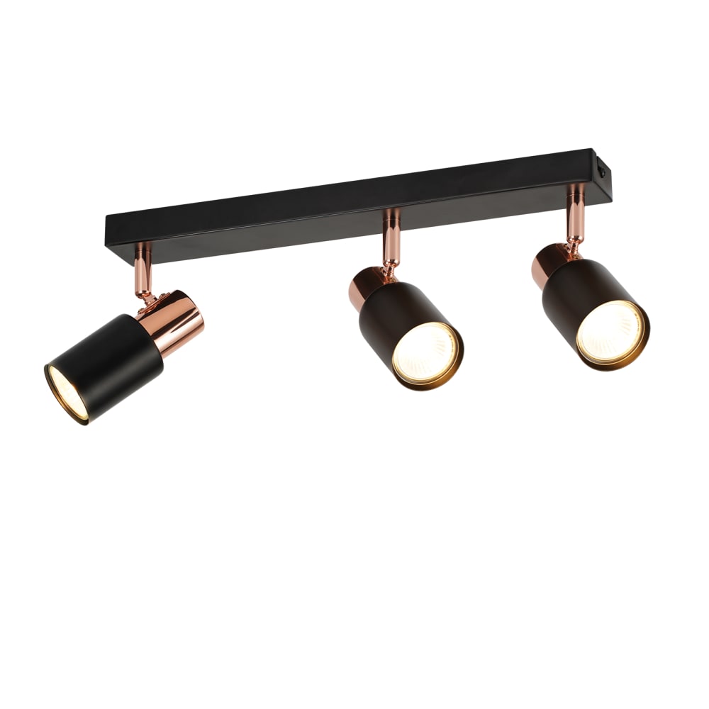 Nettlife Nasseri - Deckenstrahler aus Metall, Schwarz, L 38 cm, GU10, max. 25 W style modern Schwarz Metall