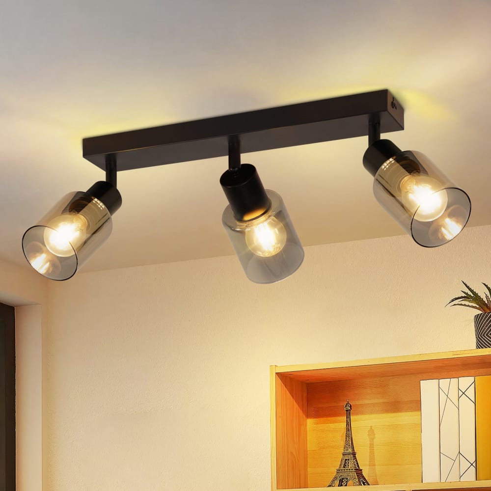 Eisleben - spot de plafond en métal, noir, l 41 cm, e14 — vue 3