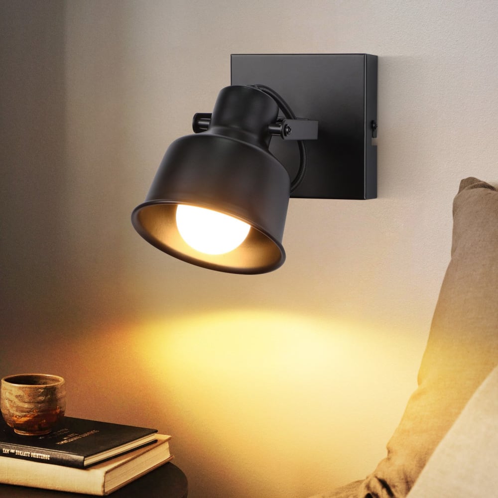Houston - spot de plafond en métal, noir, l 14 cm, e14 — vue 3