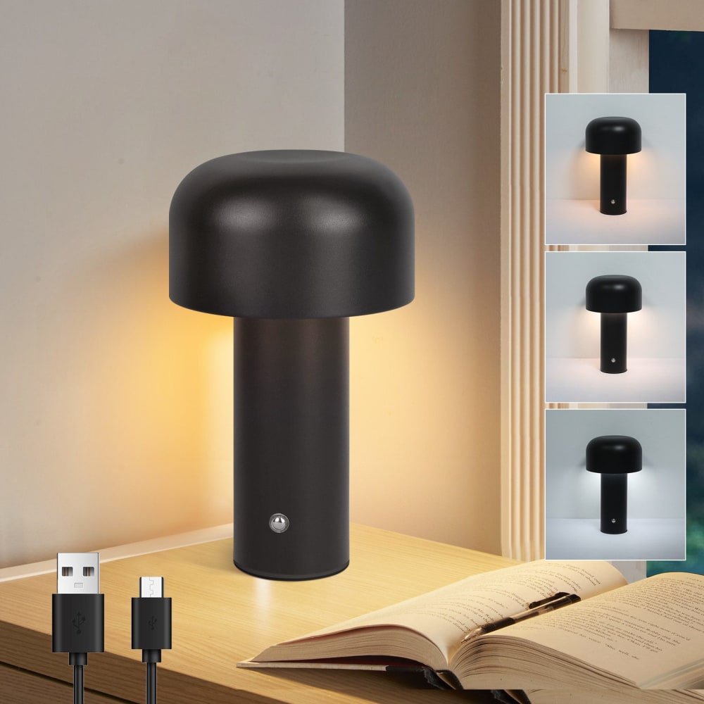 Rekow - lampe de table led en métal, coloris noir, l 22 cm, max. 2 w — vue 3
