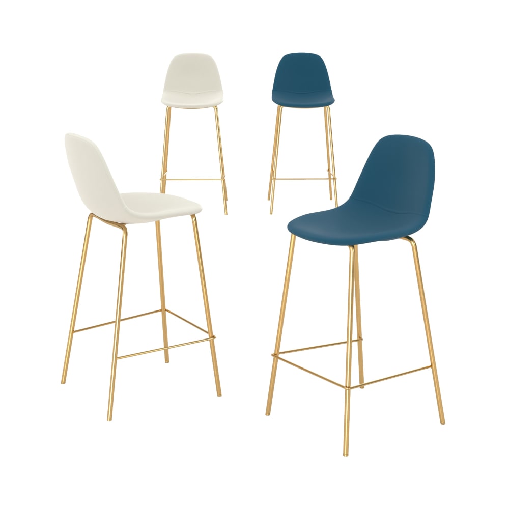 Maison Pavane 4er-Set weißen und blauen Stühlen für eine zentrale Insel 65 cm style classic chic - Pvc - Polyvinlychlorid