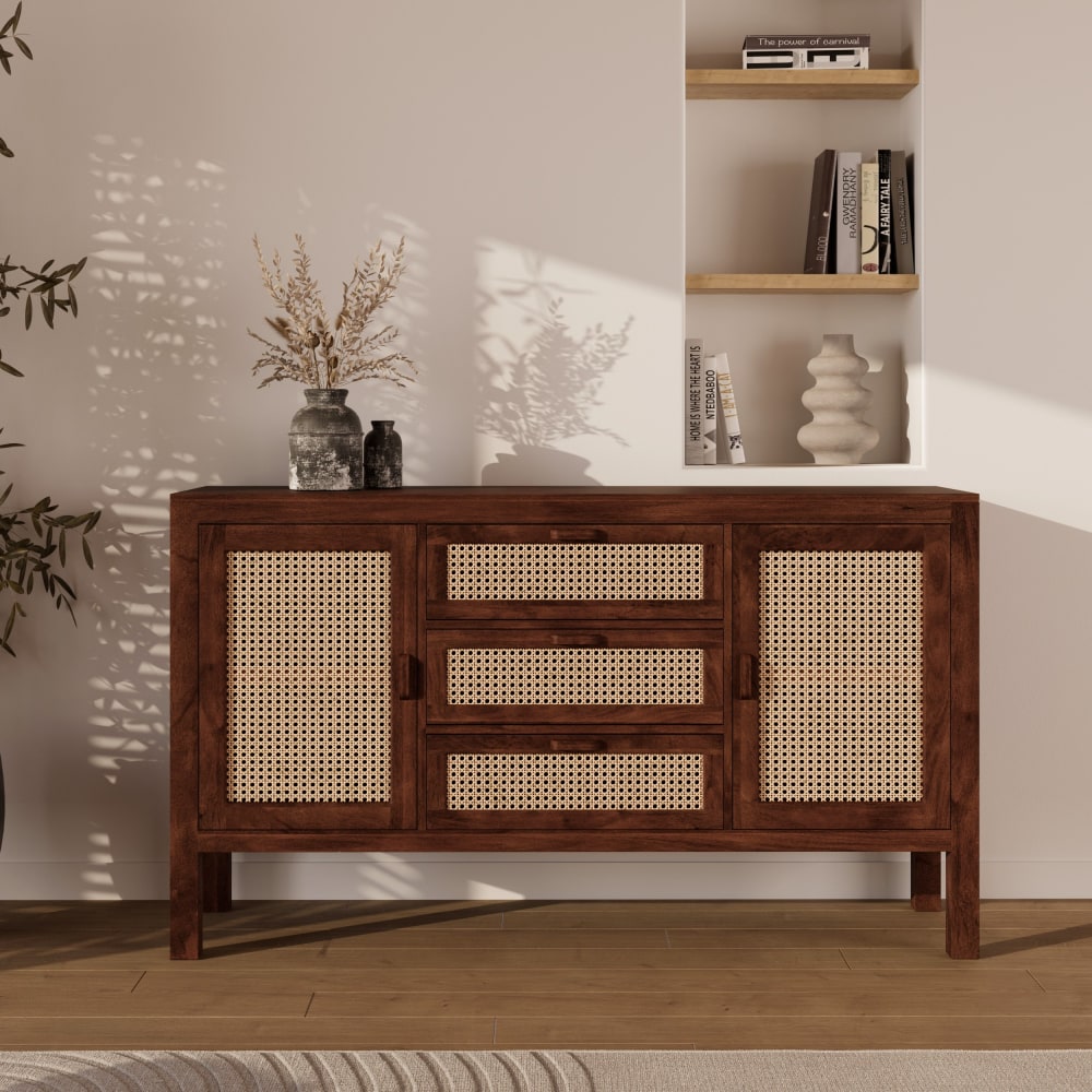 Buffet aus Mango-Holz mit Rattan-Geflecht - Maisons Du Monde