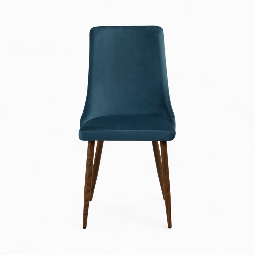 Set mit 4 Stühlen aus grau-blauem Samt - Maisons Du Monde