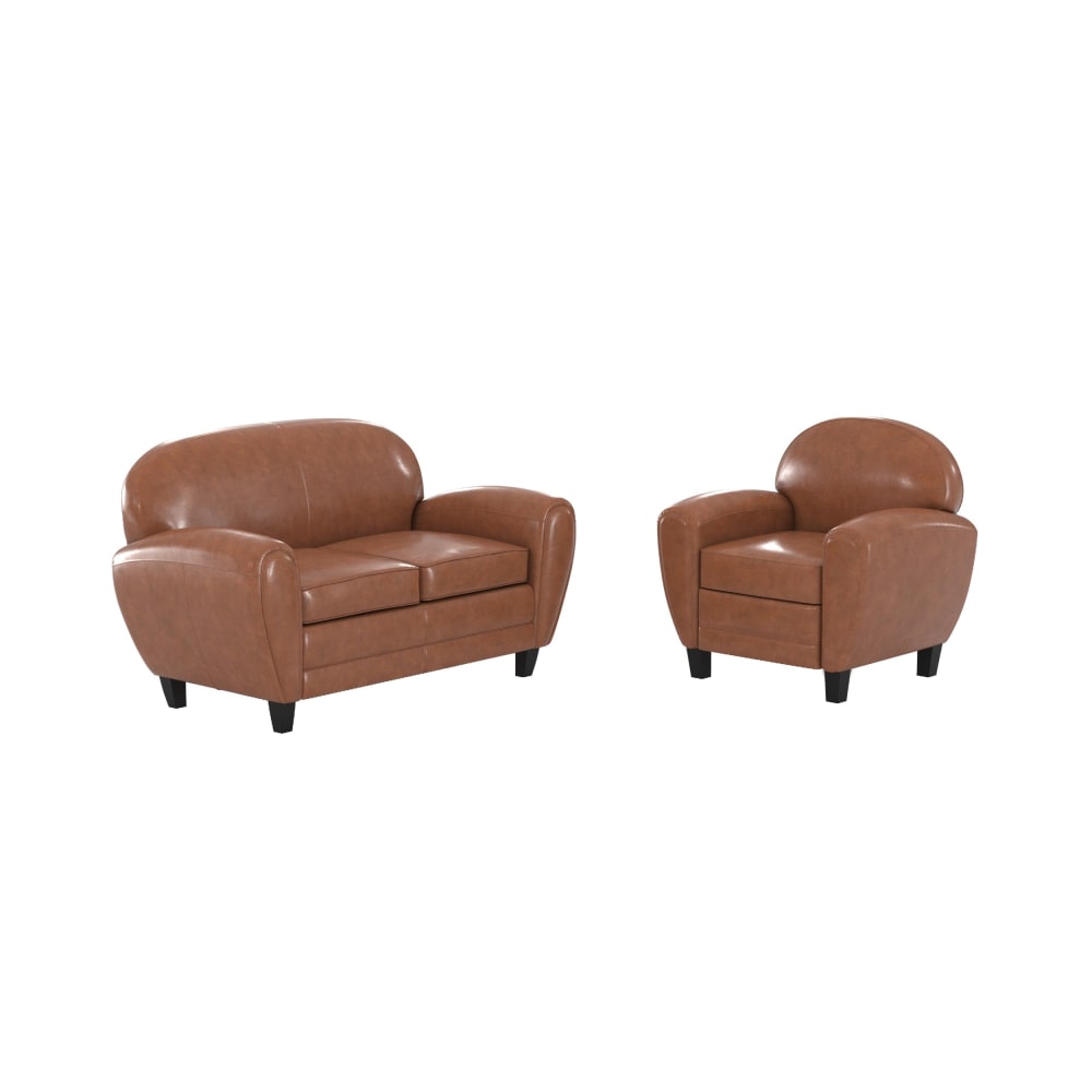 Conjunto de sofá y sillón color camel de 3 plazas