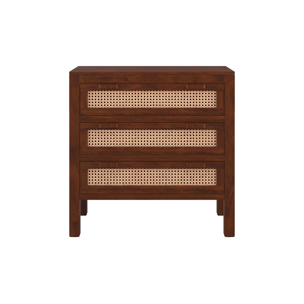 Commode en bois de manguier et cannage