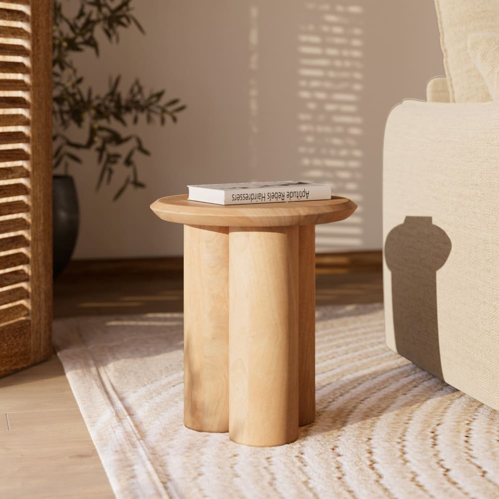 mesa auxiliar de madera de mangos d40 cm