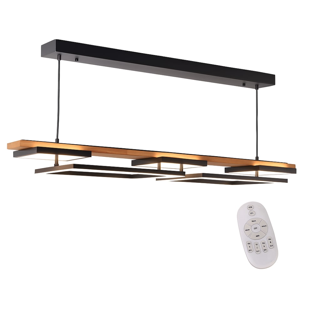 Plafonnier LED linéaire en bois 60W, 5 lumières, dimmable 121cm