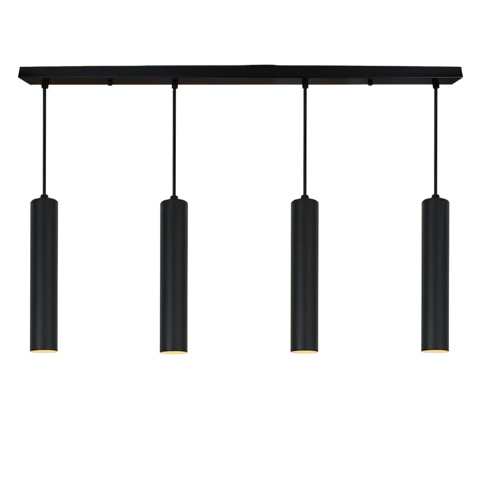 Plafonnier linéaire 4 lumières tubes  GU10, noir mat 30 cm