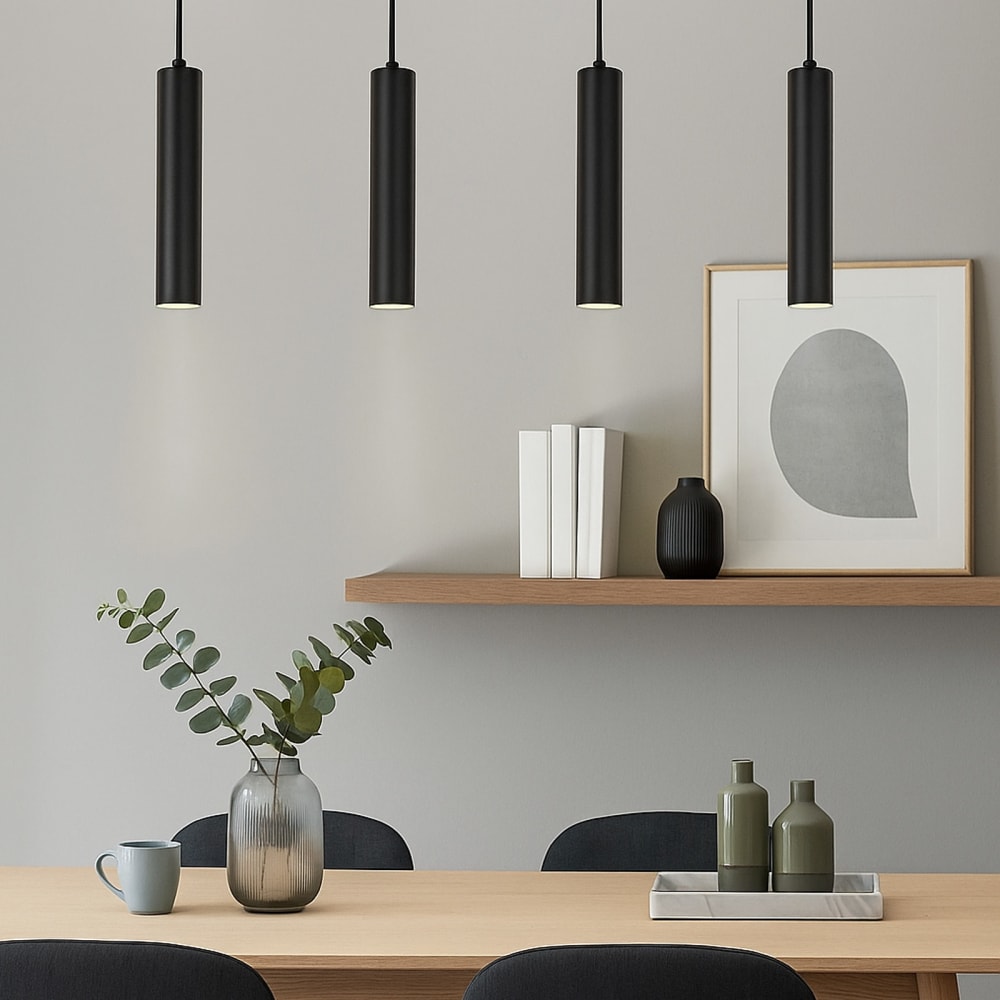 Plafonnier linéaire 4 lumières tubes GU10, noir mat 30 cm — vue 3