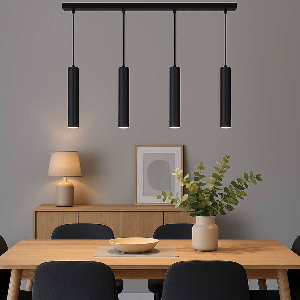 Plafonnier linéaire 4 lumières tubes GU10, noir mat 30 cm — vue 4