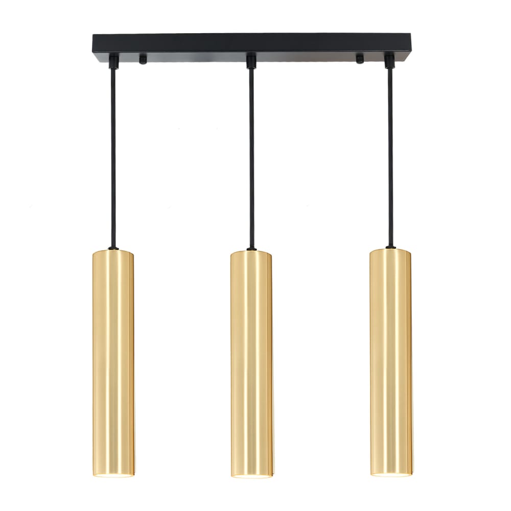 Plafonnier linéaire 3 lumières tubes 30 cm, GU10, doré 43cm