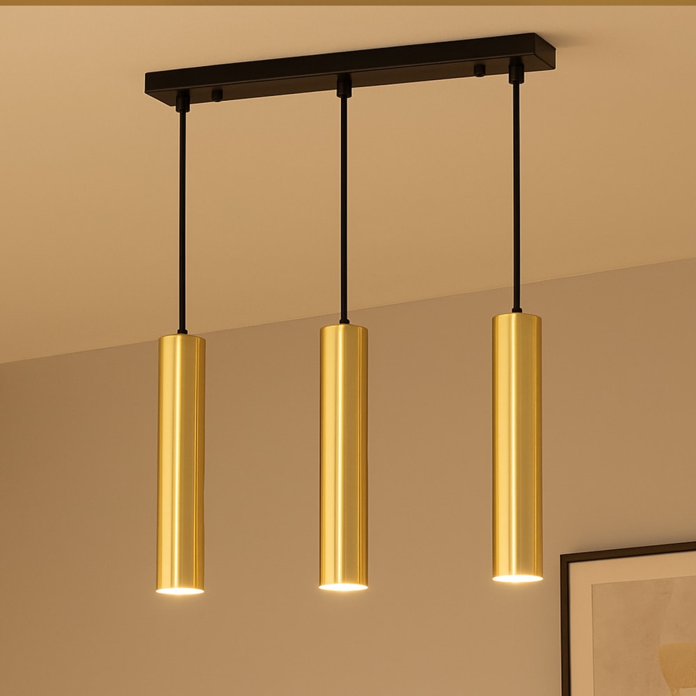 Plafonnier linéaire 3 lumières tubes 30 cm, GU10, doré 43cm — vue 3