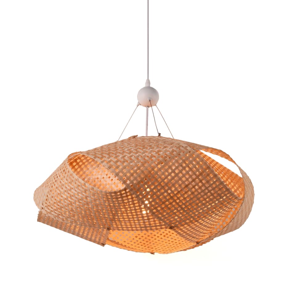 Alpinaluz Hängeleuchte aus Rattan, Ø61 cm, Boho-Design, E27, weiß style modern - Bambus