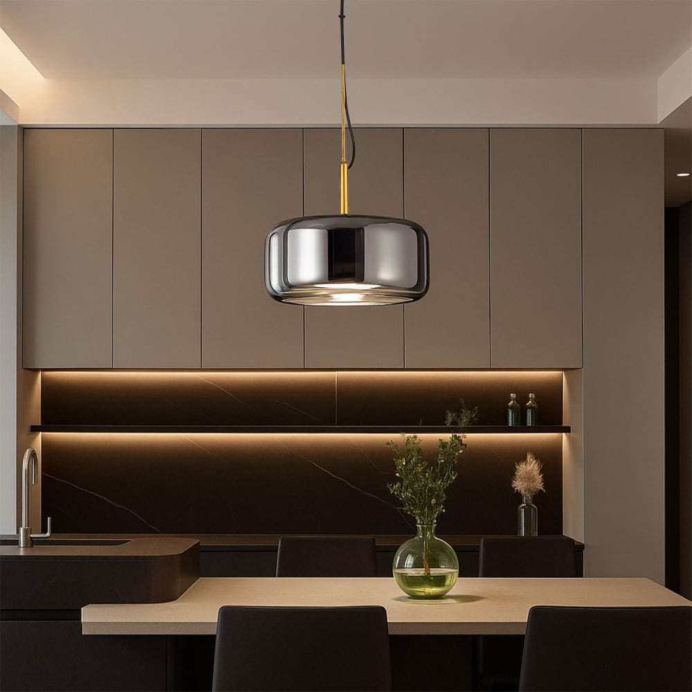Plafonnier LED 25W dimmable avec télécommande, verre fumé Ø38 cm — vue 3