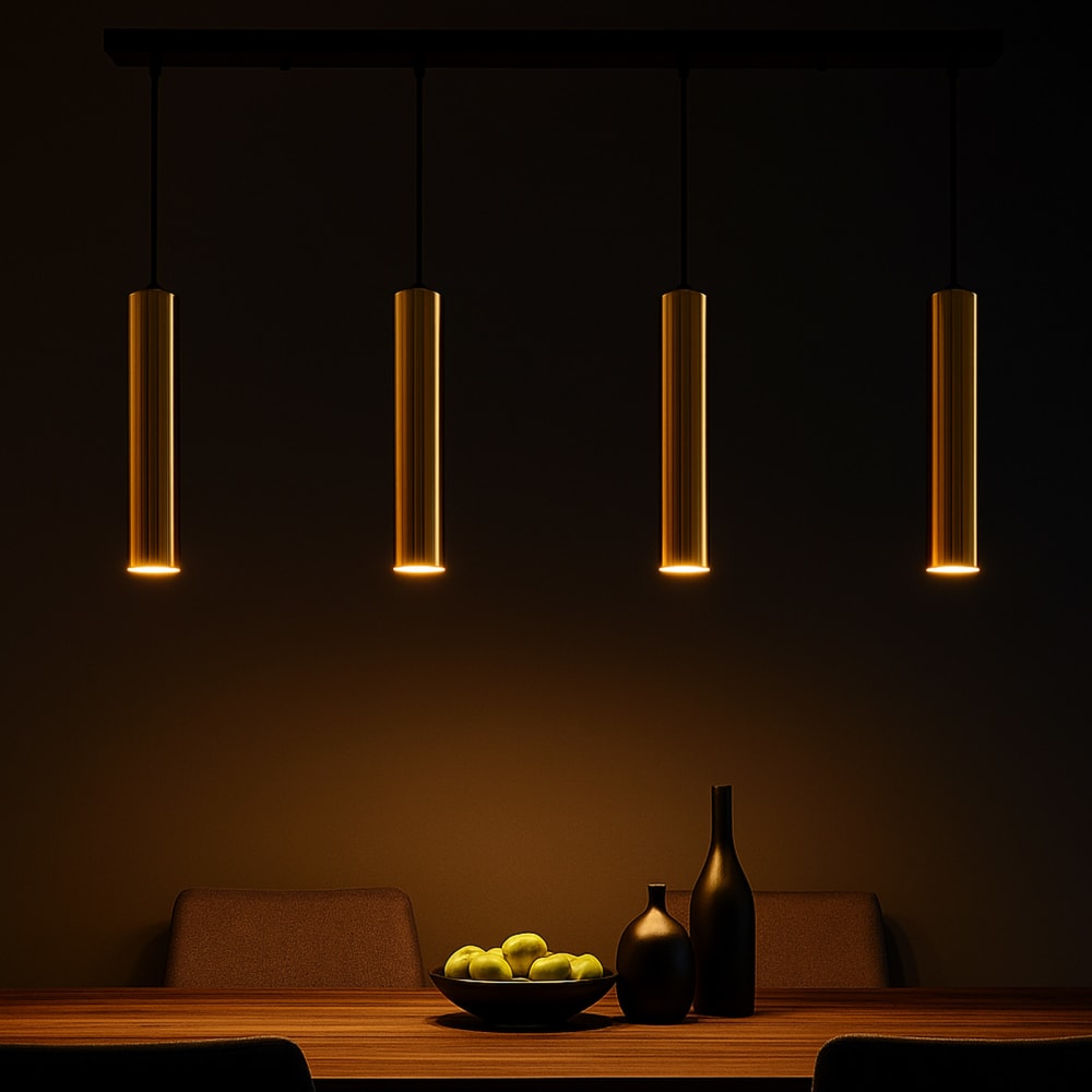 Plafonnier linéaire 4 lumières tubes GU10, doré 30 cm — vue 4