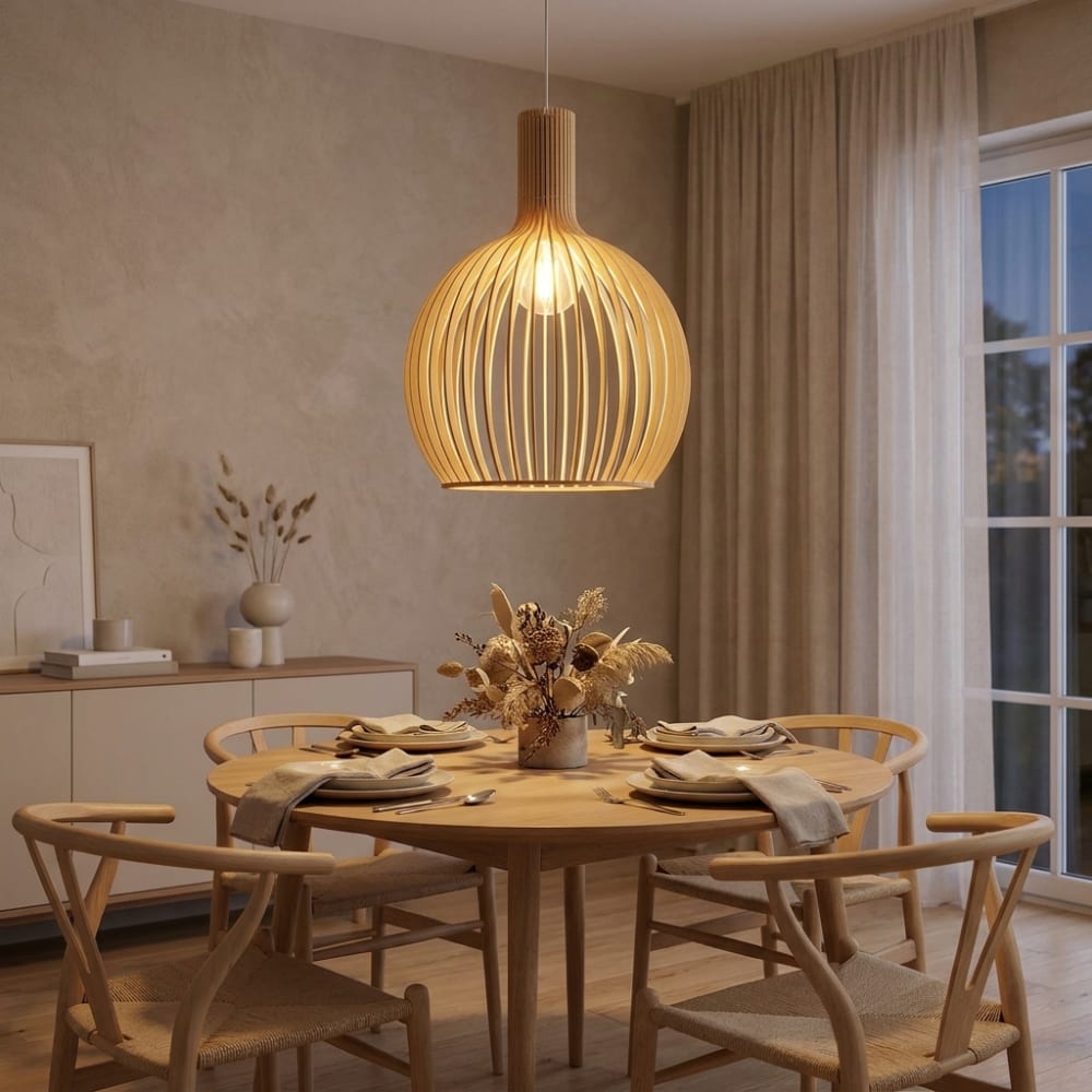 Plafonnier en bois, E27, style nordique Ø35 cm — vue 3