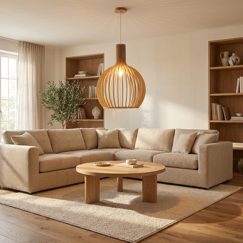 Plafonnier en bois, E27, style nordique Ø35 cm — vue 4