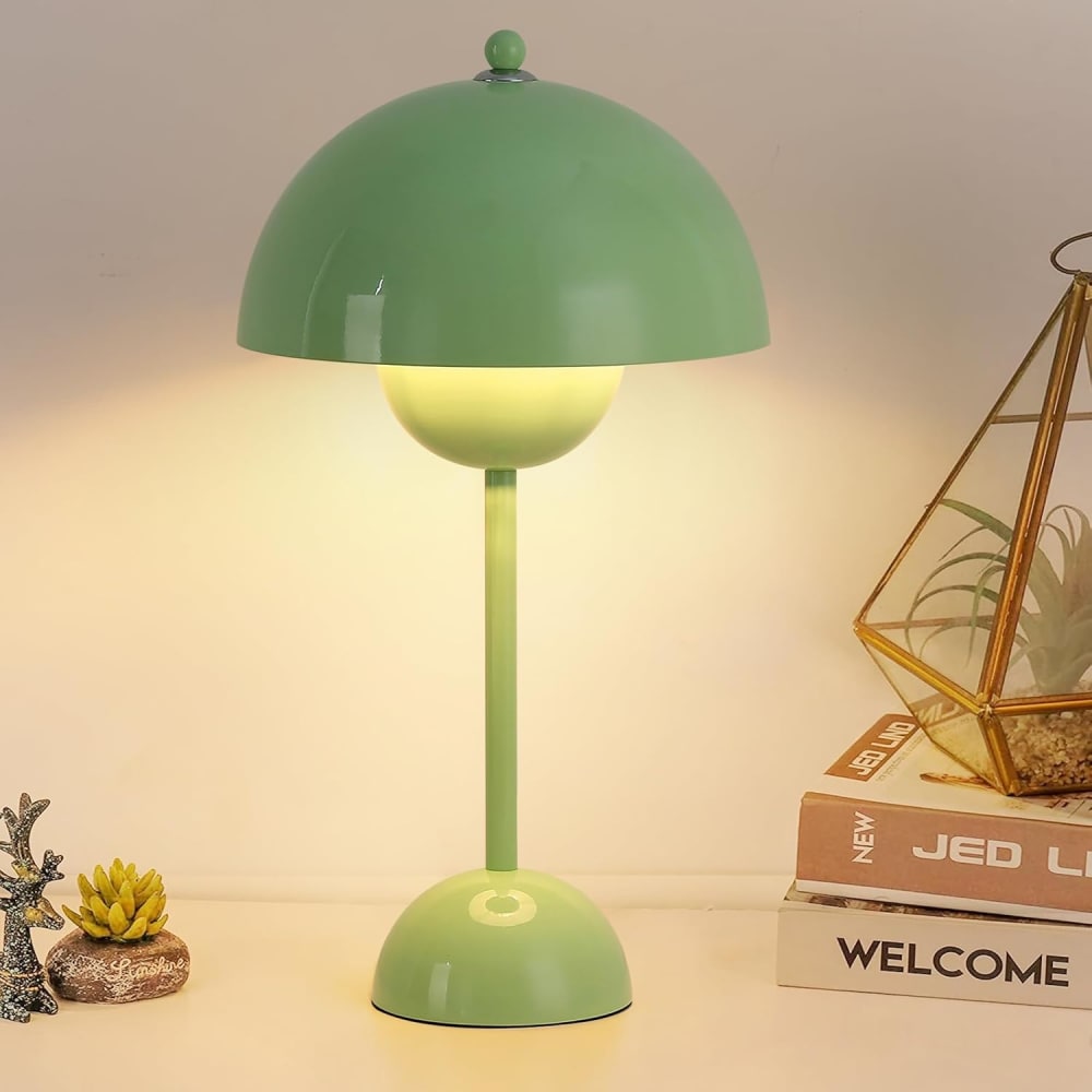 Lampe de table champignon nordique métal vert, E27, H45 cm — vue 3