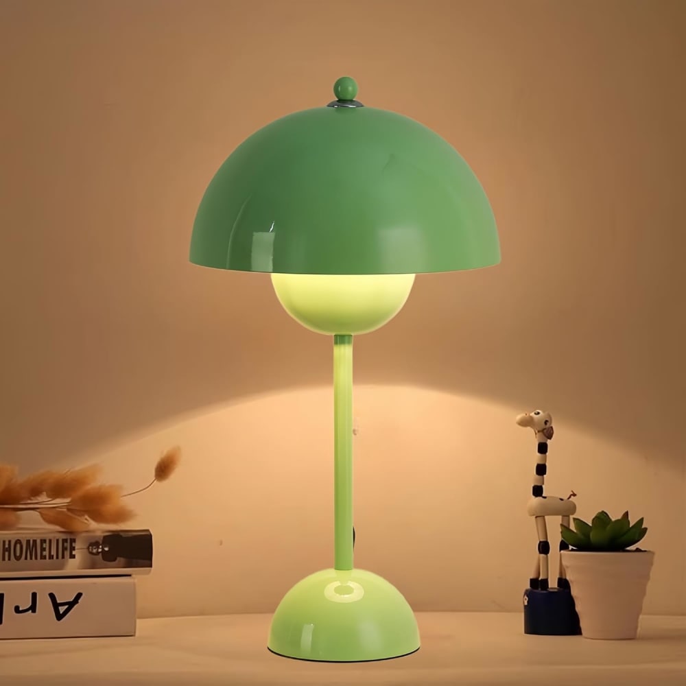 Lampe de table champignon nordique métal vert, E27, H45 cm — vue 4