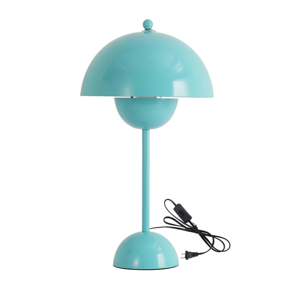 Lampe de table champignon nordique métal turquoise, E27, H45 cm