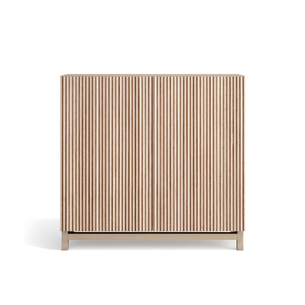 Herdasa Schuhschrank Melamin Hellnussbaum Türen Lattenoptik Hell 90x90x27cm style modern Beige Spanplatte