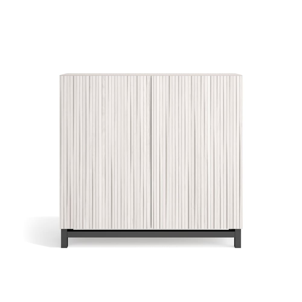 Meuble à chaussures mélamine blanc portes imprimées blanc 90x90x27