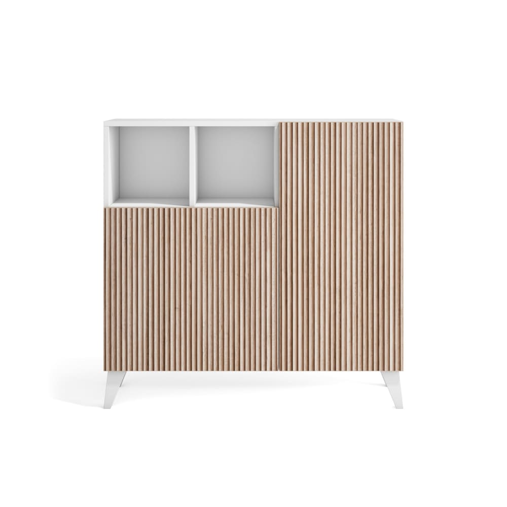 Meuble à chaussures mélamine blanc portes imprimées 87x90x27