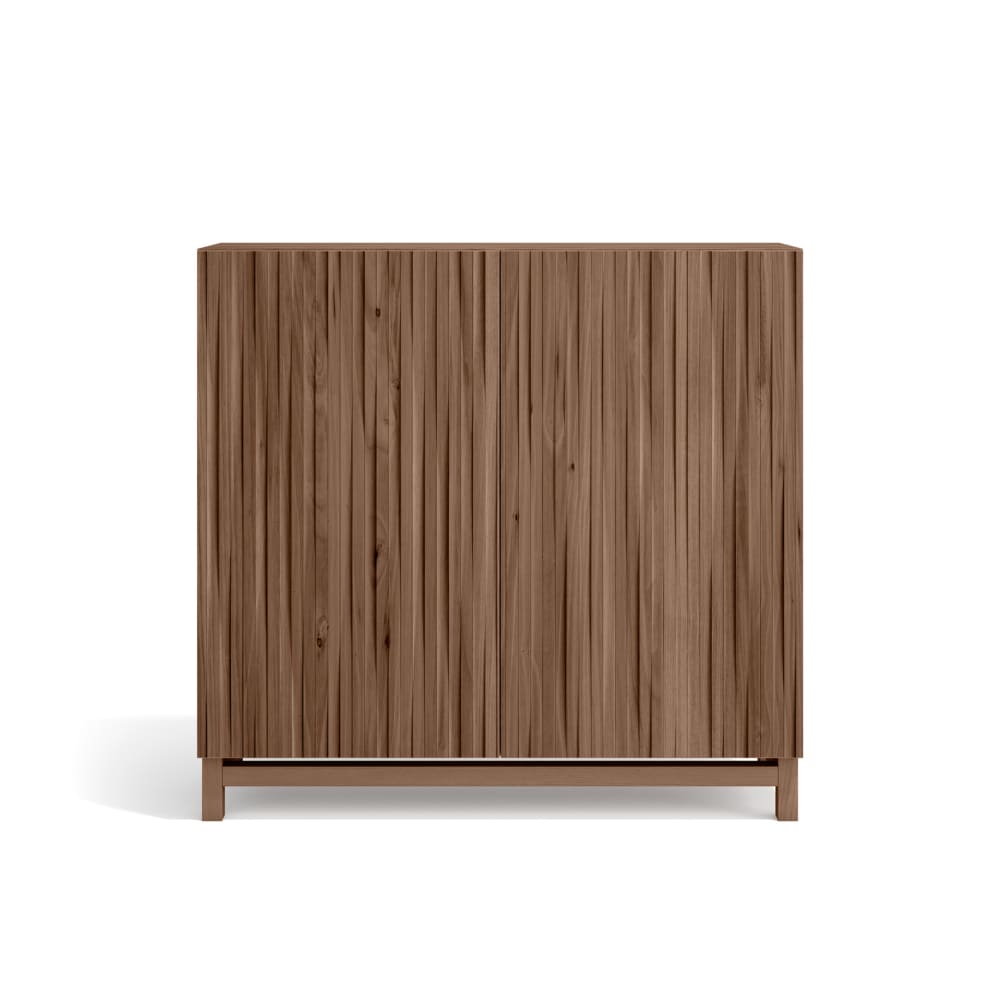 Herdasa Schuhschrank Melamin Nussbaum Türen Lattenoptik Nussbaum 90x90x27cm style modern Braun Spanplatte