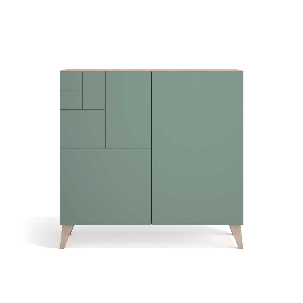 Herdasa Schuhschrank Melamin Hellnussbaum Türen Grün 87x90x27cm style modern Grün Spanplatte