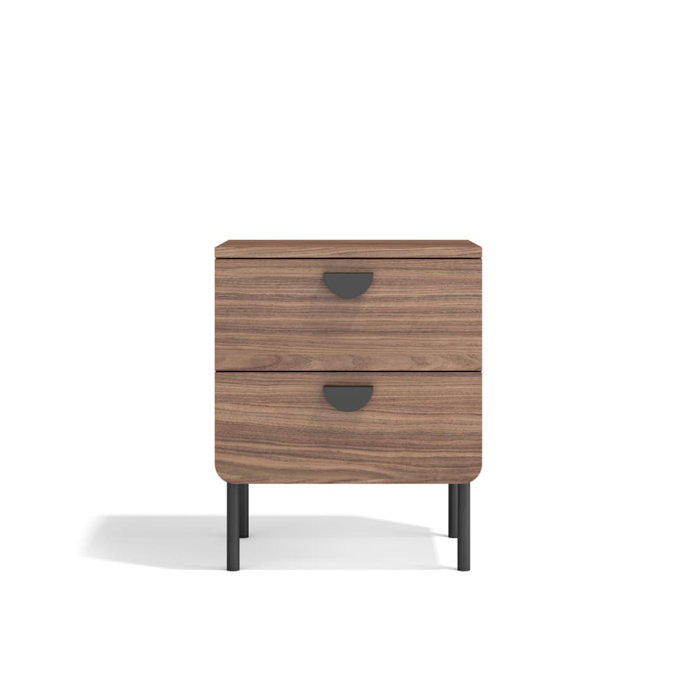 Table de chevet 2 tiroirs noyer 55×40×34 cm