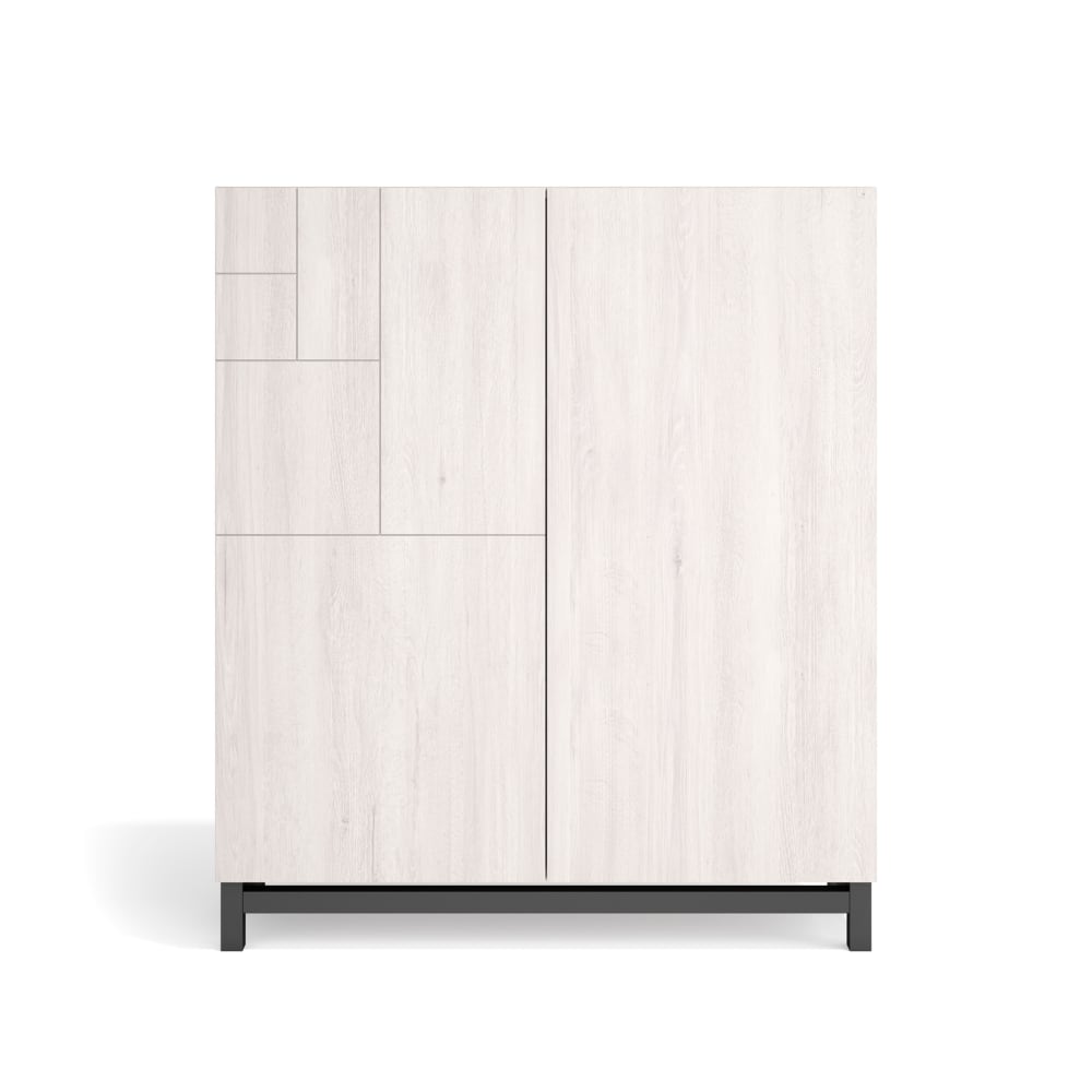 Meuble à chaussures en mélamine blanc pieds graphite 112x90x27cm