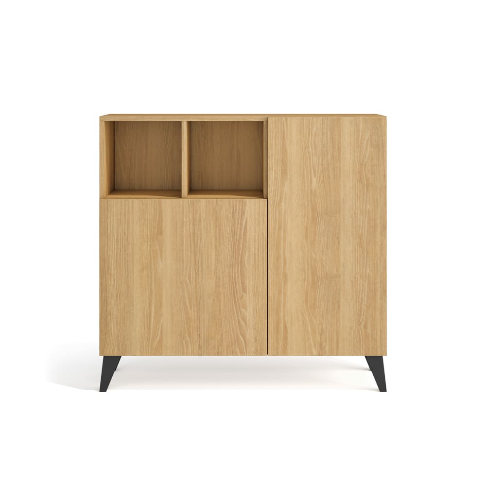 Meuble à chaussures mélaminé chêne doré pieds graphite 87×90×27 cm