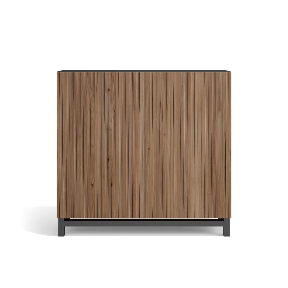 Meuble à chaussures mélamine graphite portes imprimées noyer 87x90x27