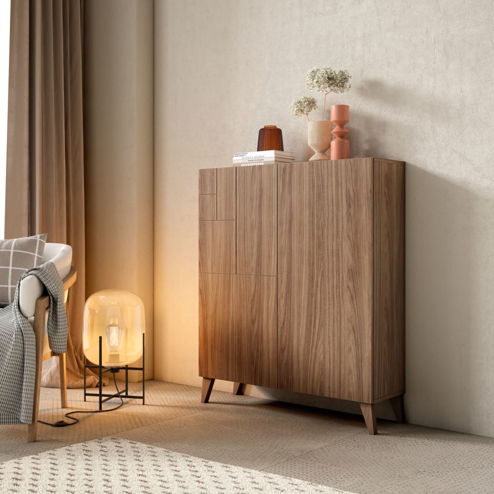 Schuhschrank Melamin Nussbaum 109x90x27 cm - Maisons Du Monde