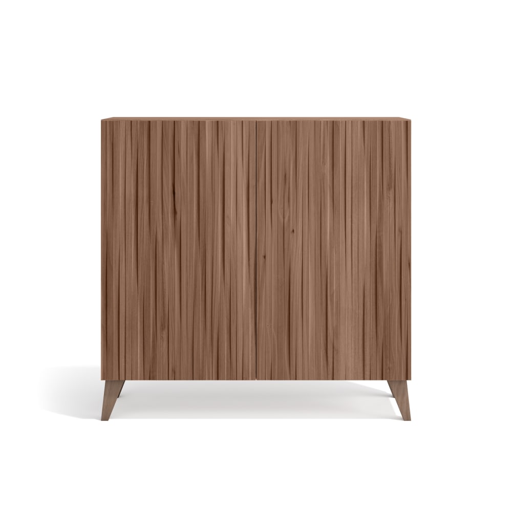 Herdasa Schuhschrank Melamin Nussbaum Türen Lattenoptik Nussbaum 87x90x27cm style modern Braun Spanplatte